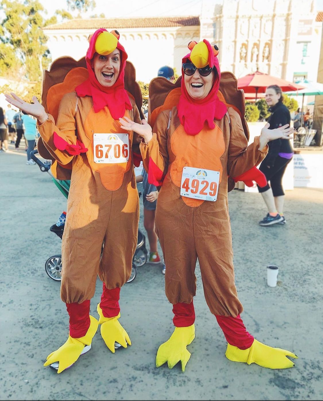 Katie Gardner dressed up as turkey on Thanksgiving Turkey Trot