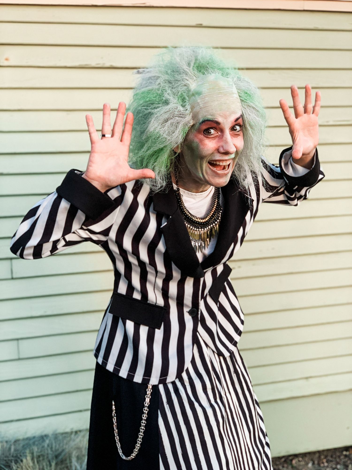 Katie Gardner dressed at Beetlejuice for Halloween