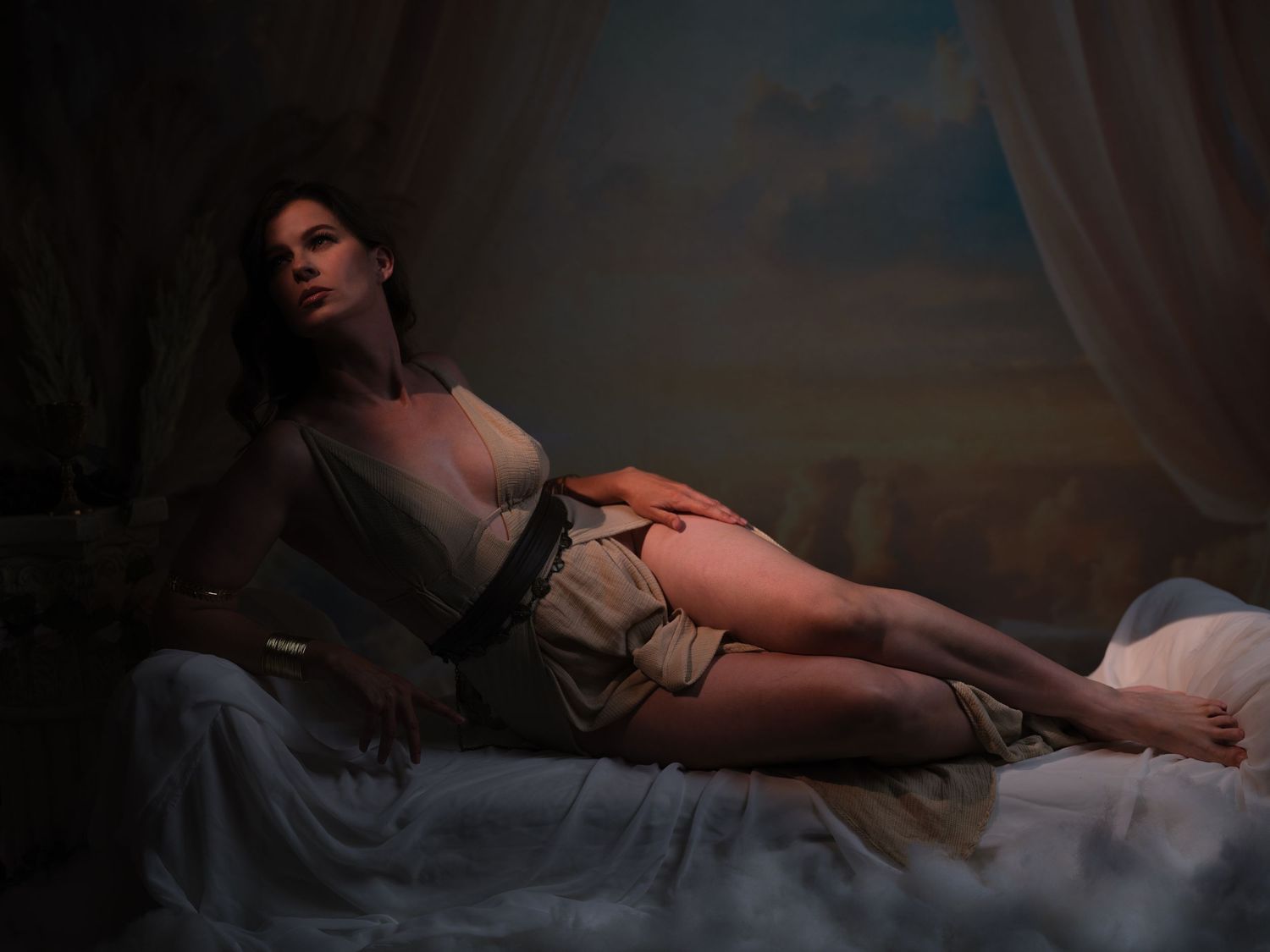 Artistic boudoir photography series with soft lighting and gentle poses.