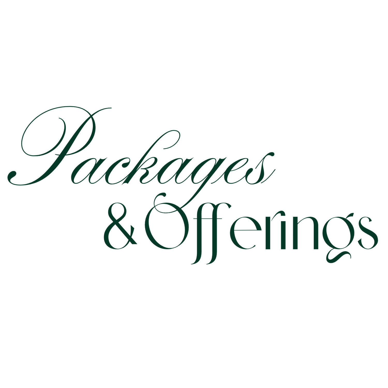 Decorative text design showing '& Offerings' in elegant green script.