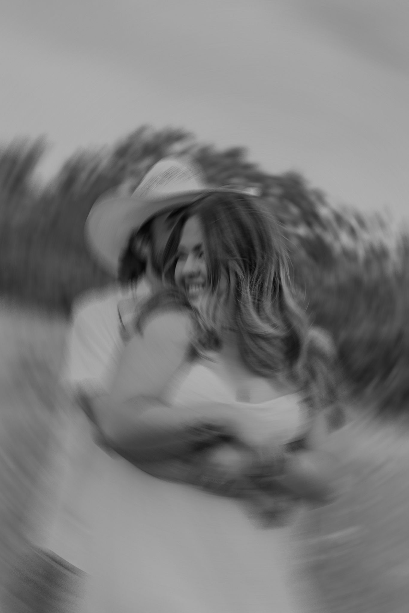 Abstract black and white motion blur creating an artistic pattern.