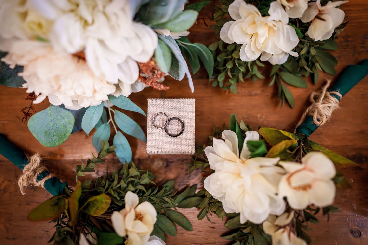 Wedding rings in the middle of flowers