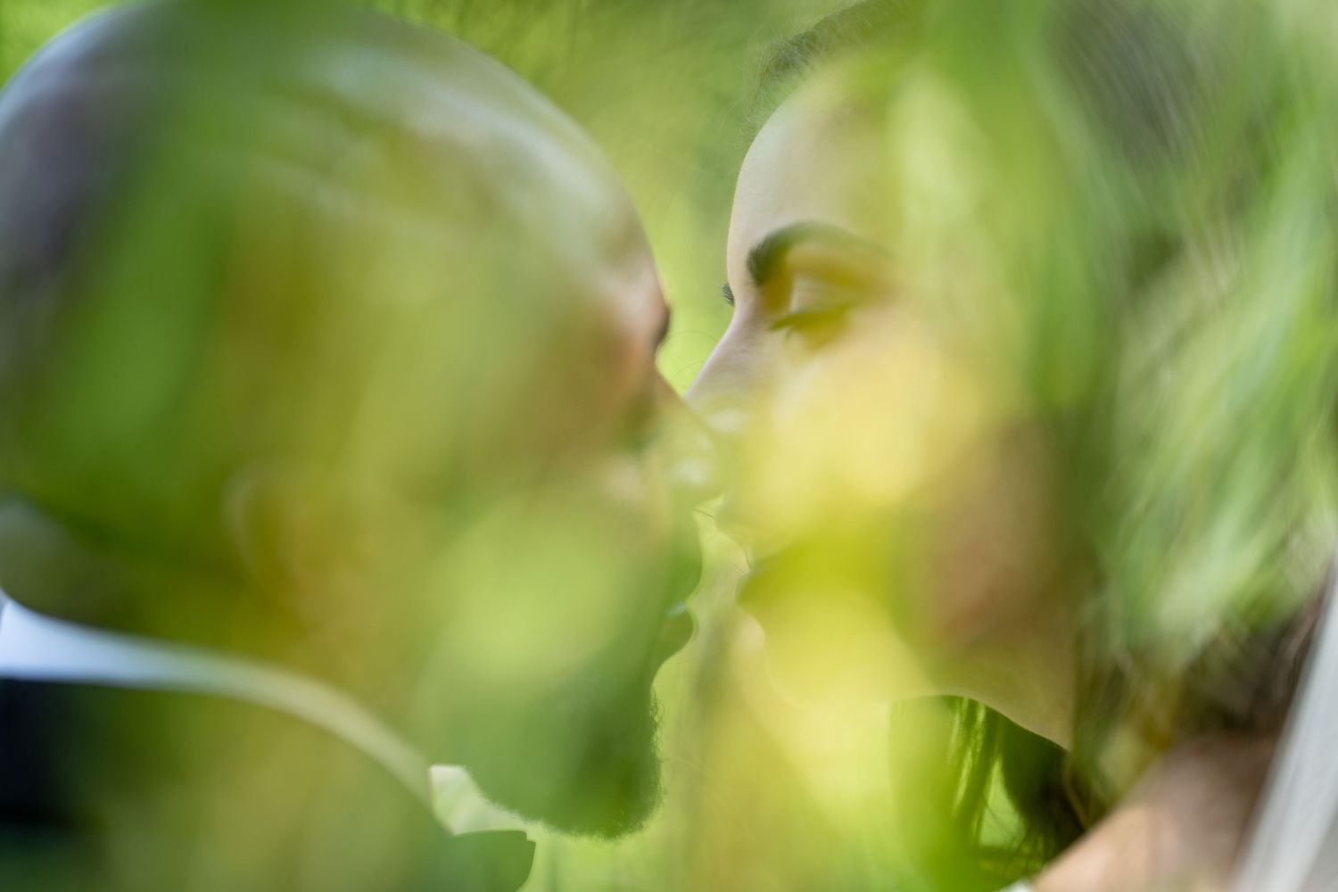 Couple kissing in the park