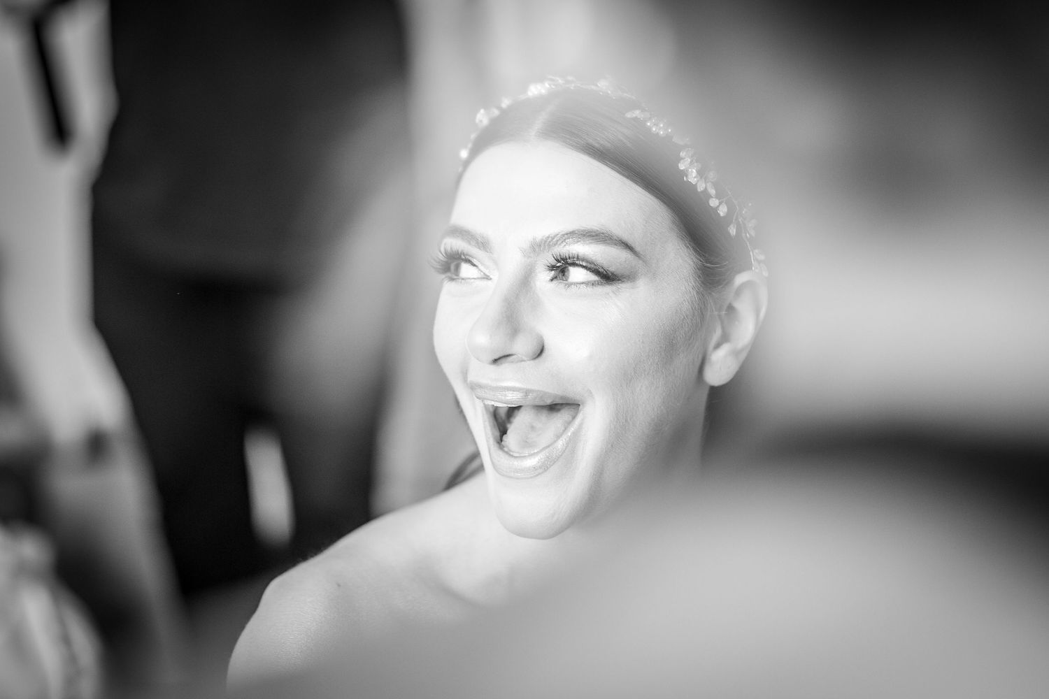 Bride laughing