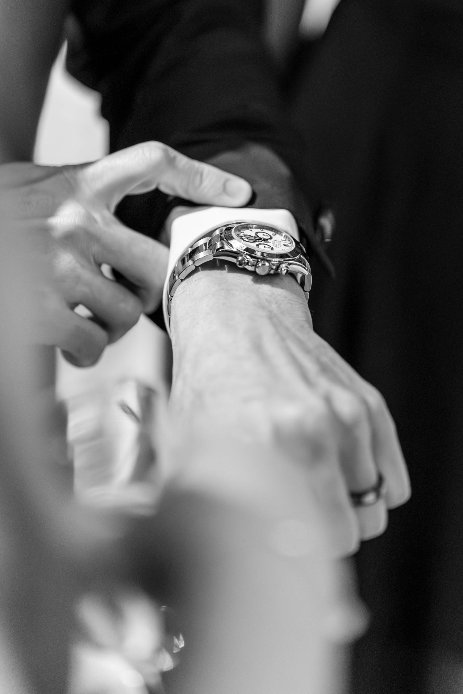 Groom looking at his watch