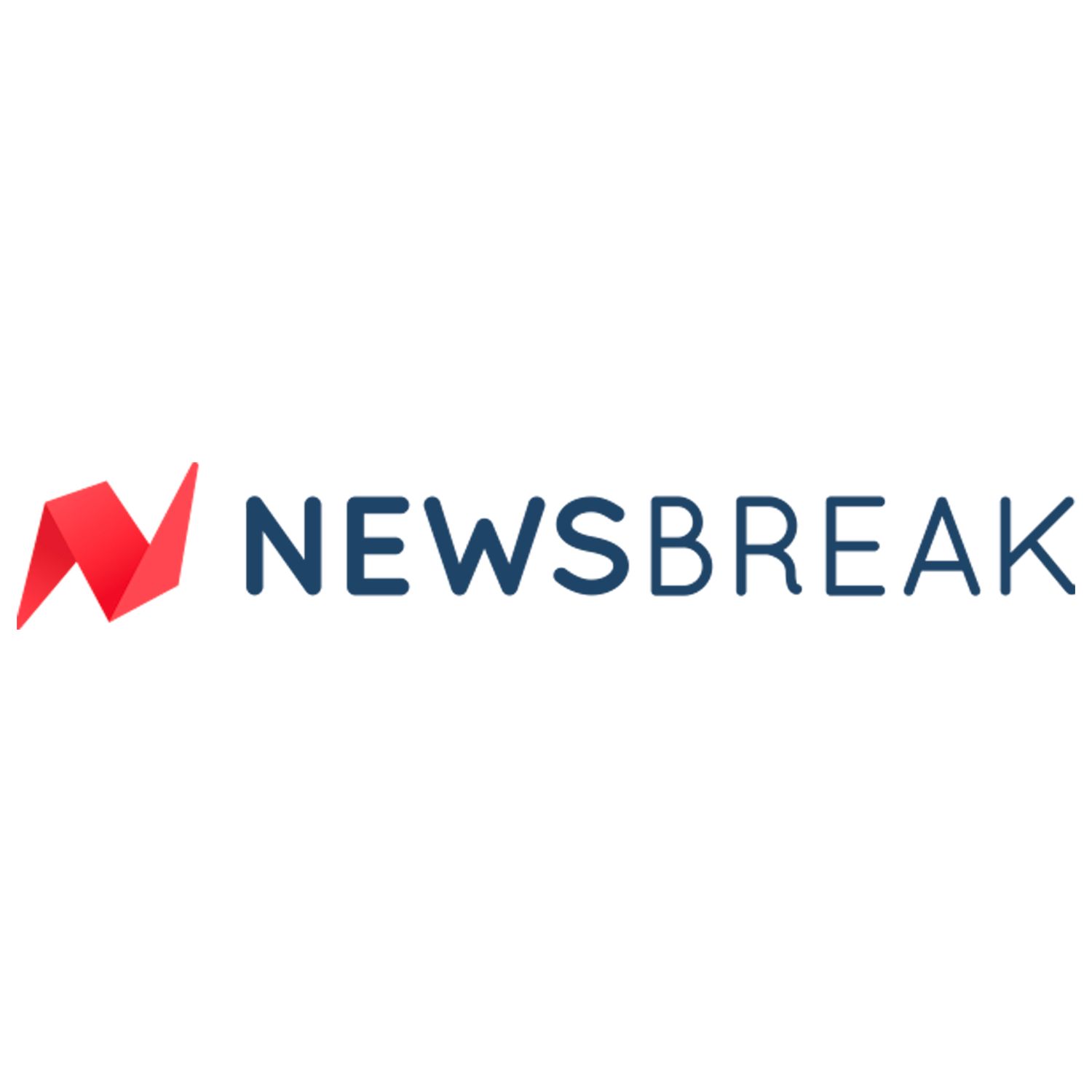 Newsbreak logo with red geometric symbol and navy blue text.