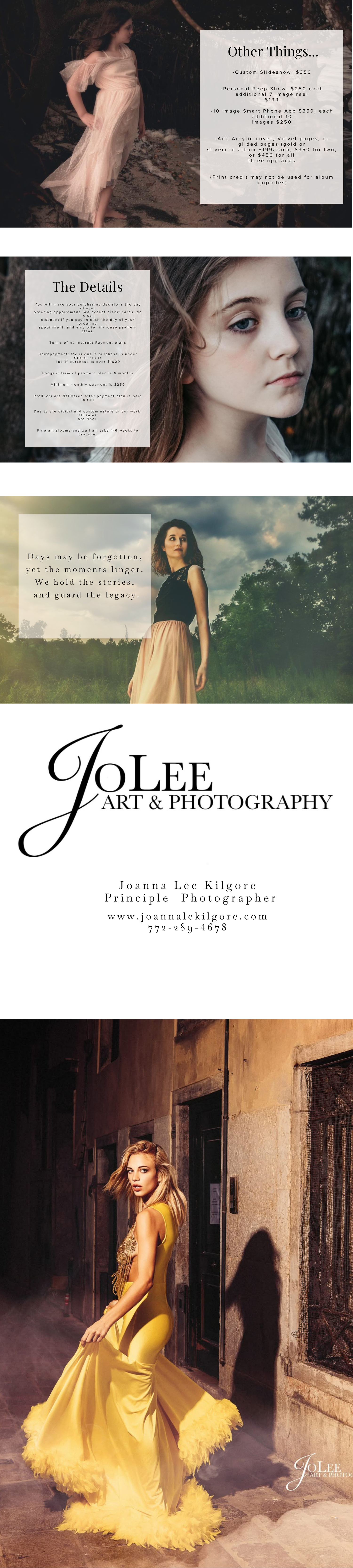 Photography portfolio featuring artistic portraits and elegant typography.