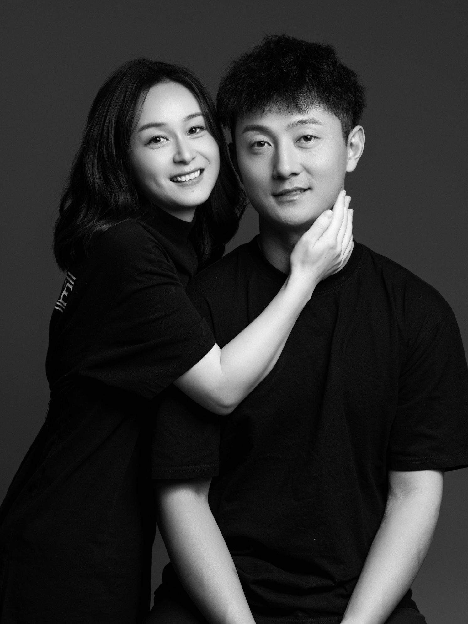 Series of intimate black and white portraits showing couple's connection.