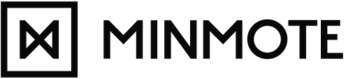Minmote brand logo featuring a geometric square icon beside bold sans-serif text.