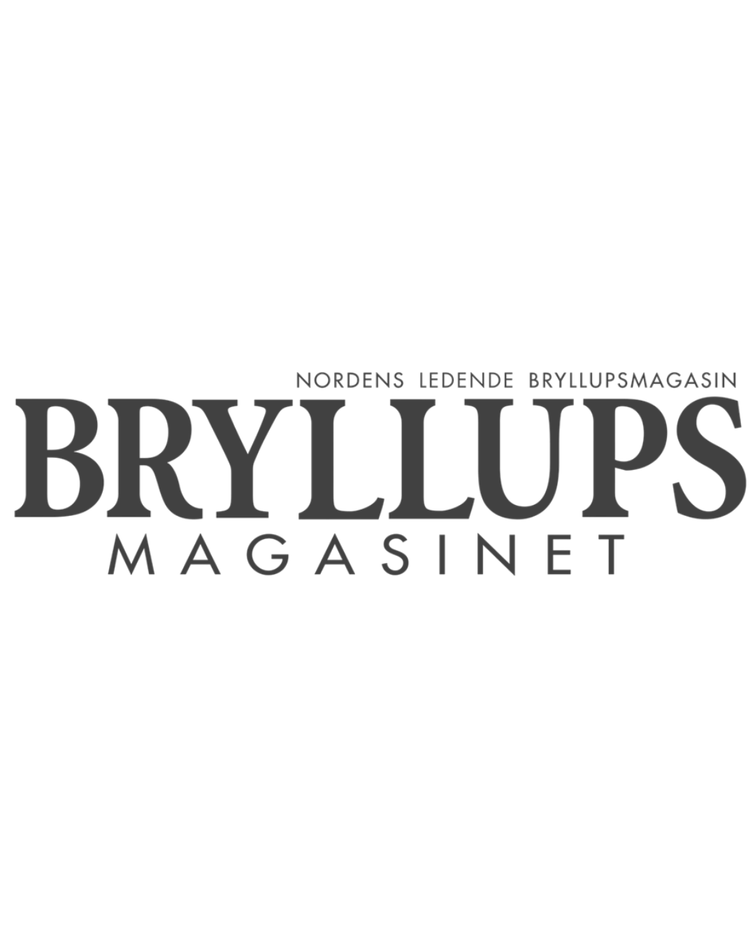 Bryllupsmagasinet logo, Nordens ledende bryllupsmagasin, in grey serif typography.