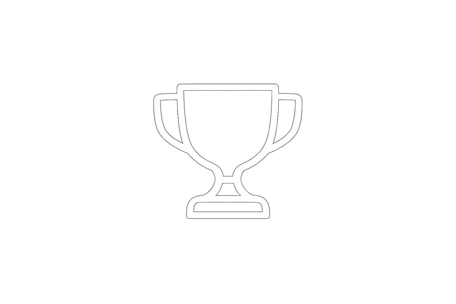Minimalist trophy cup icon with outline design, symbolizing achievement, victory, and award recognition.