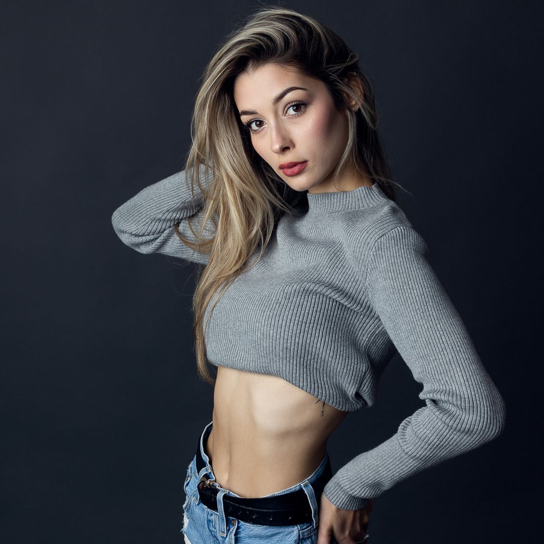 A portrait of a female model in the studio with dramatic lighting in Chandler, Arizona
