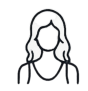 Simple female user avatar icon with long hair silhouette.