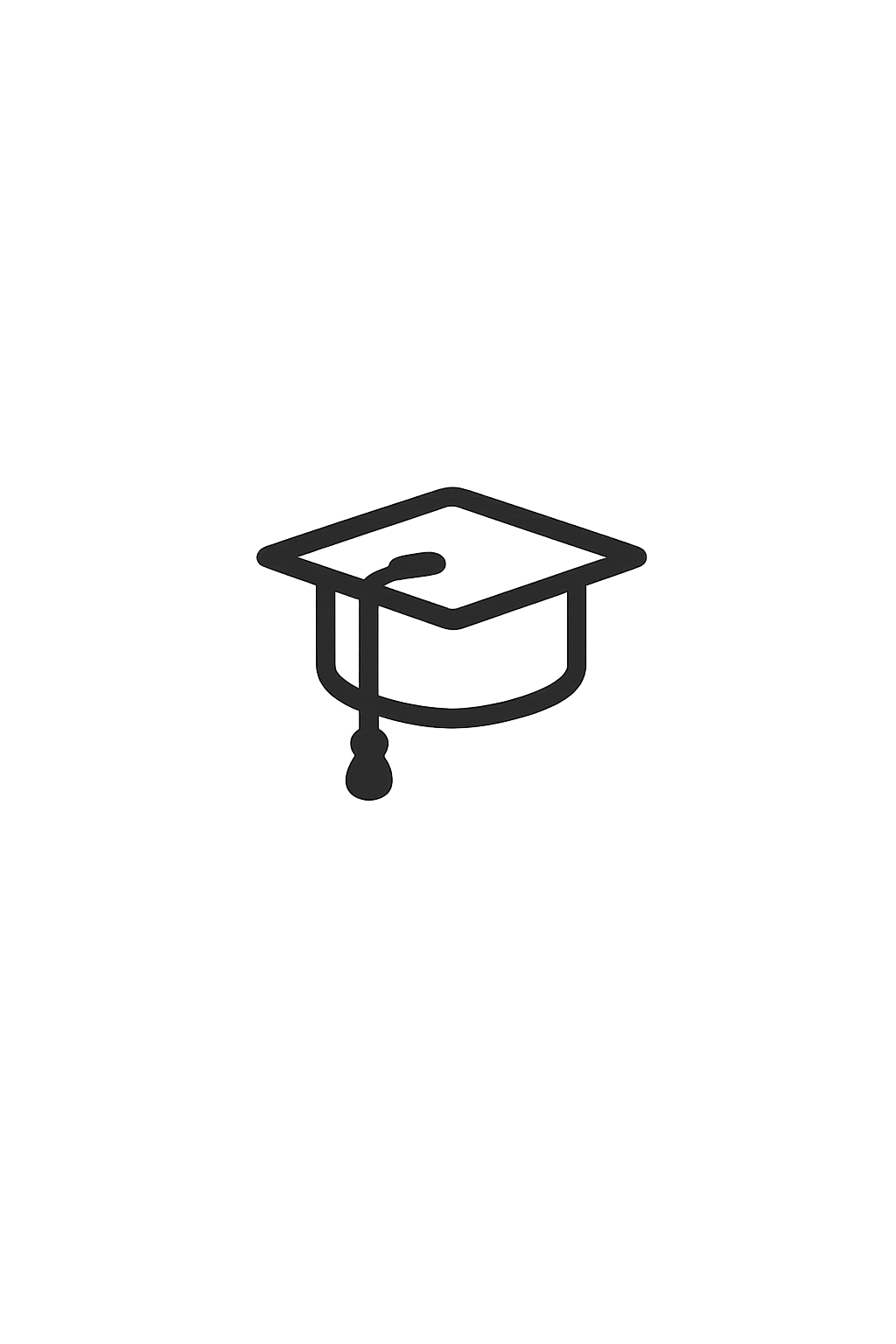 A minimalist graduation cap mortarboard icon in dark gray outline style on white background.