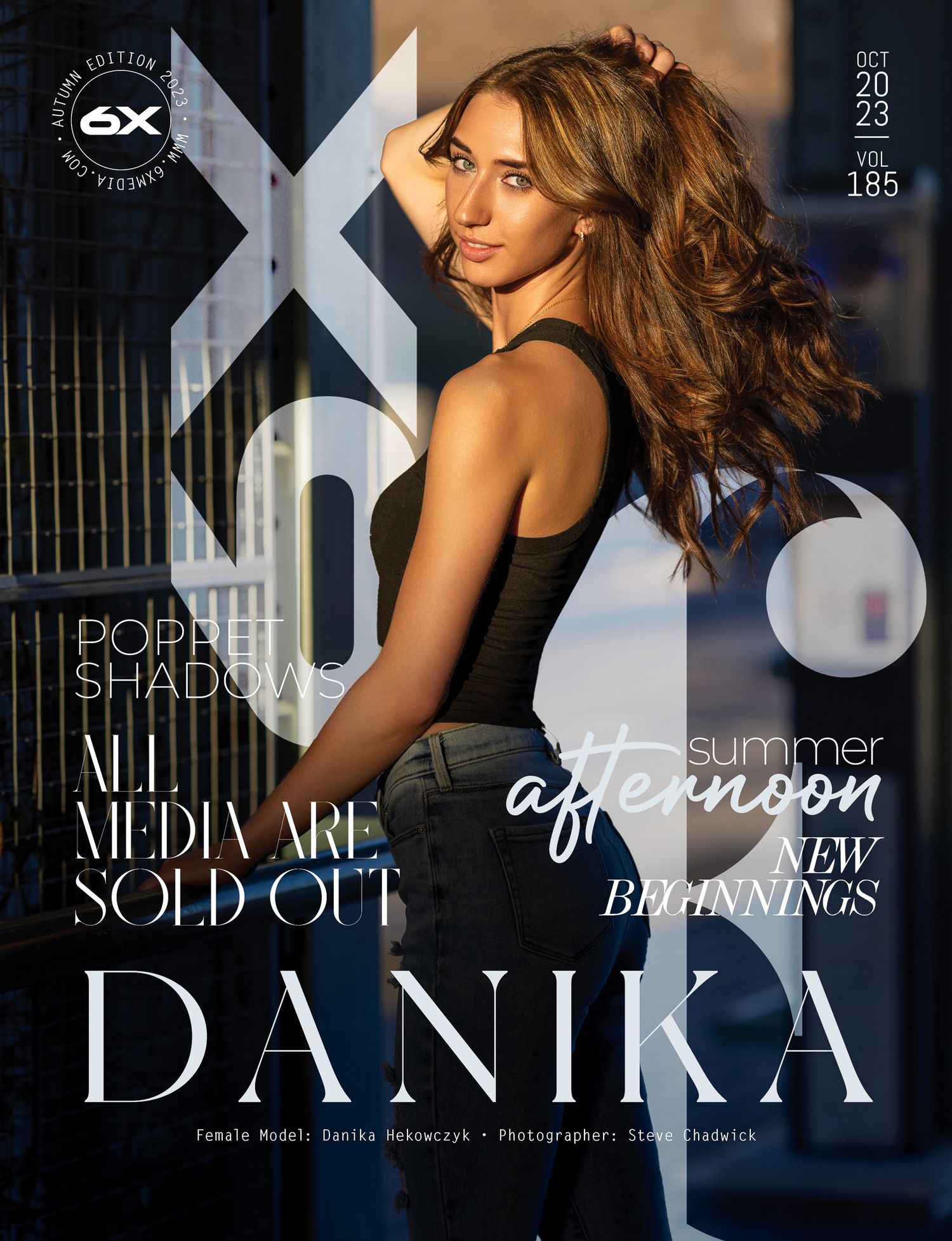 Danika Nakowczyk on XLO Magazine October 2023 cover in black outfit.