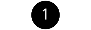 White number one on black circle icon.