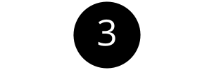Black circle with white number three representing a step or ranking indicator.