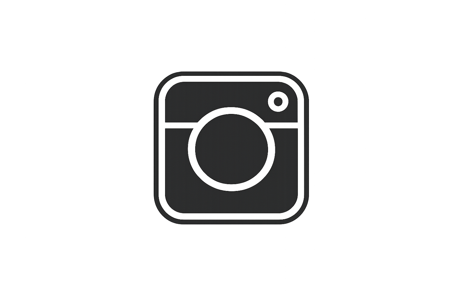 Instagram logo icon in black and white with rounded square shape and camera symbol.