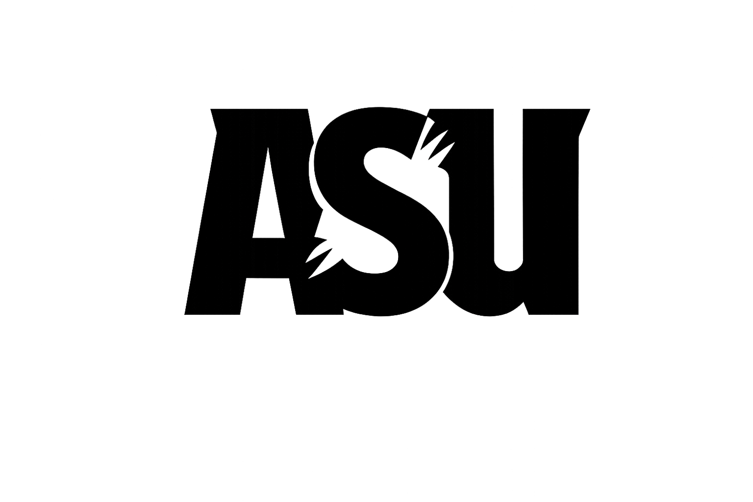 ASU Arizona State University bold black logo with Sun Devil pitchfork on white background.