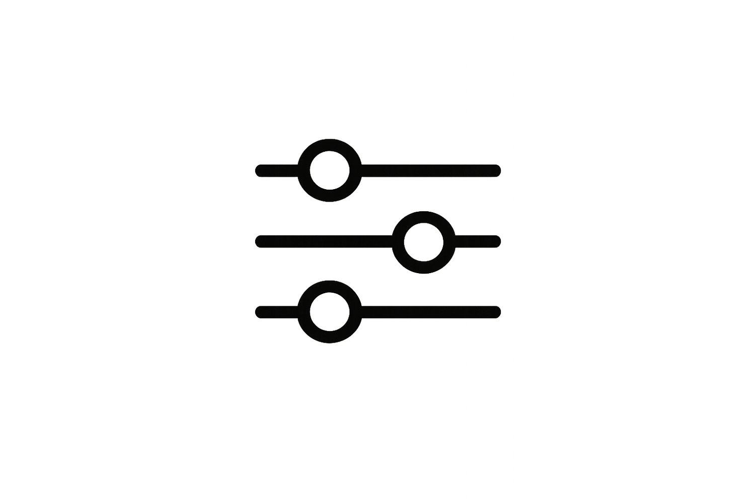 Three horizontal lines with circular slider controls, representing a settings or filter adjustment icon.