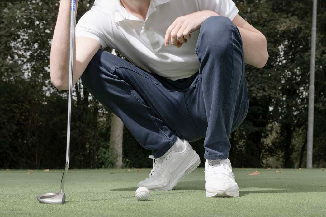 Contemporary golf fashion photography with modern editorial aesthetic