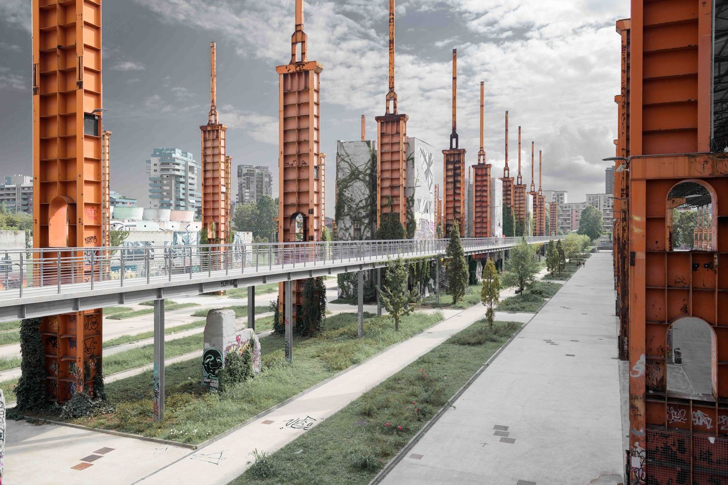 Urban landscape photography at Parco Dora Turin with industrial architecture