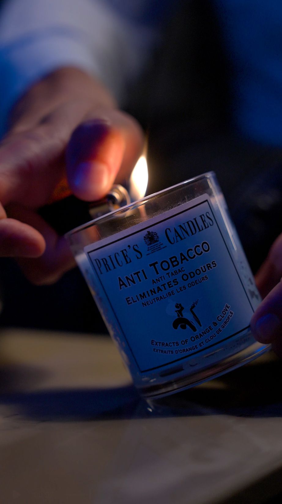 Moody cinematic product reel for Price’s Candles with dramatic lighting