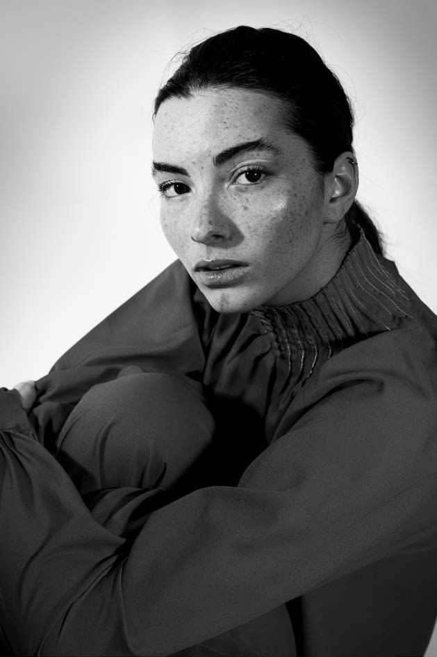 Minimal black and white portrait photography with editorial style