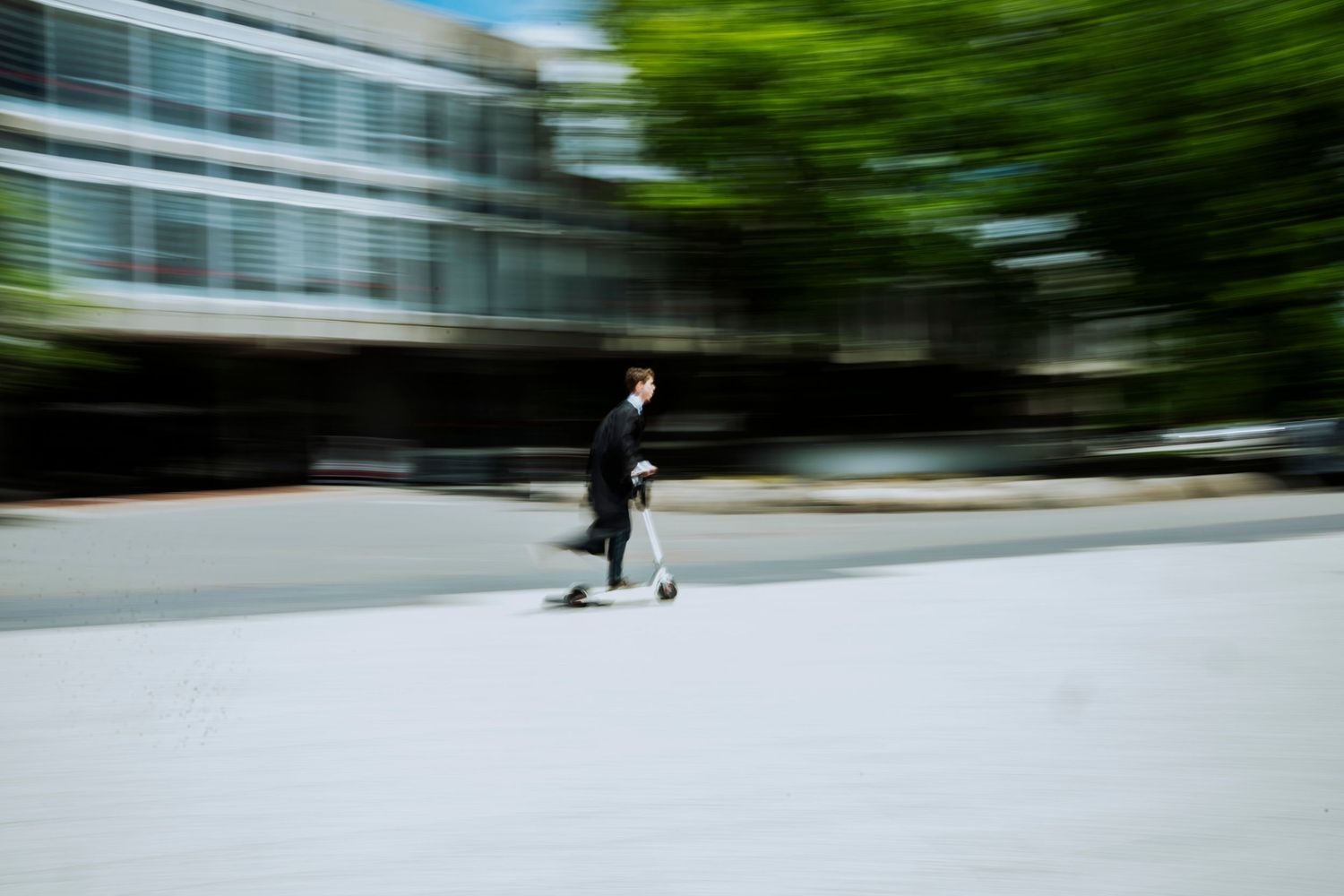 Motion blur scooter portrait
