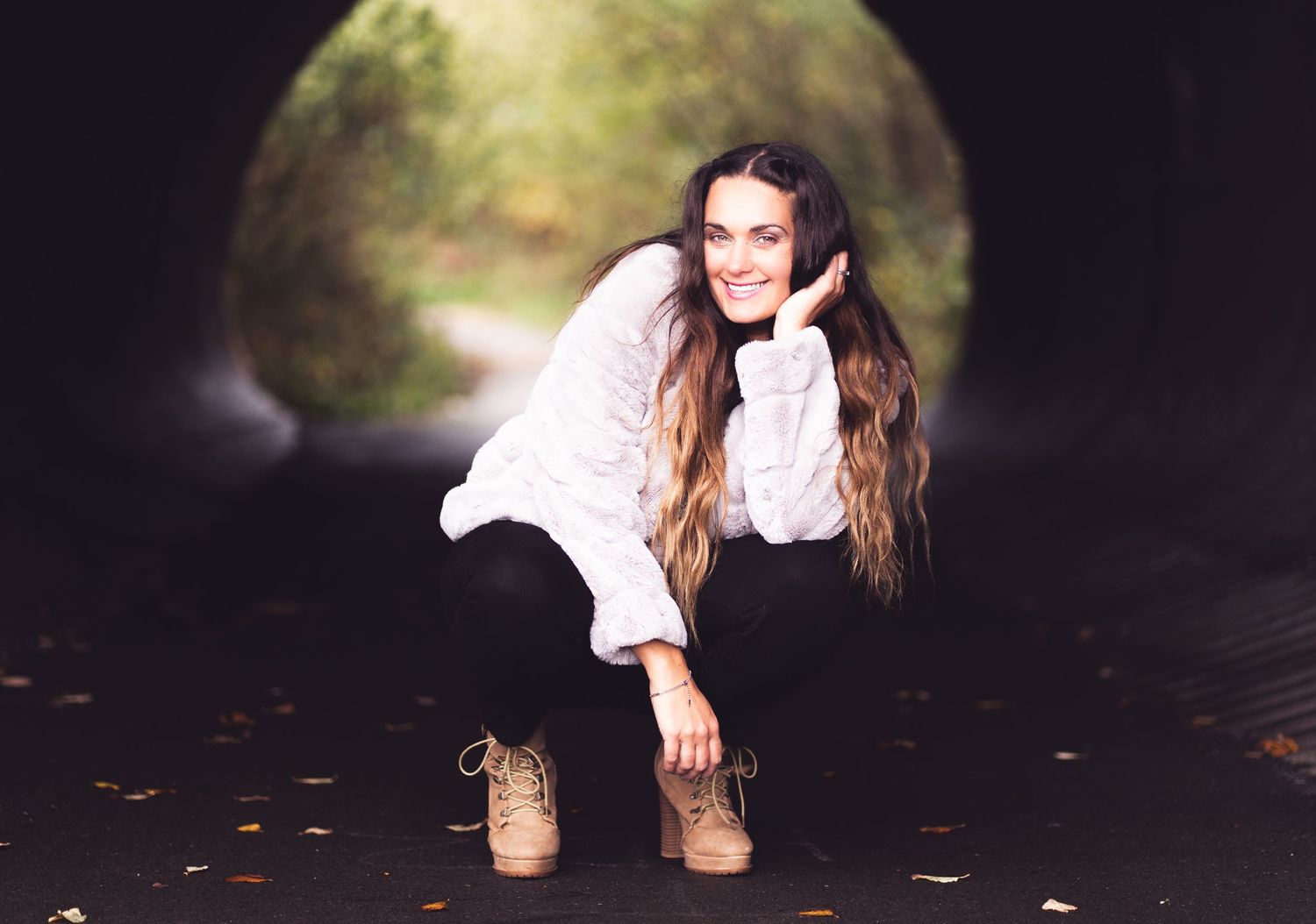Artistic outdoor portrait sequence in golden evening light.