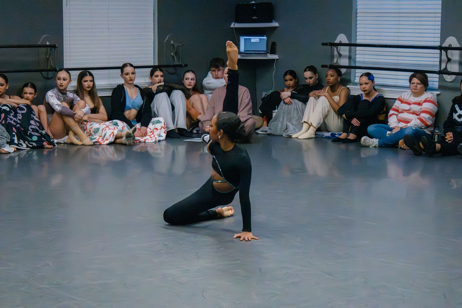 Image of Victoria's School of Dance dancers dancing at their dress rehearsal