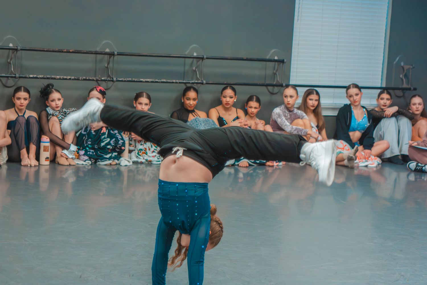 Image of Victoria's School of Dance dancers dancing at their dress rehearsal