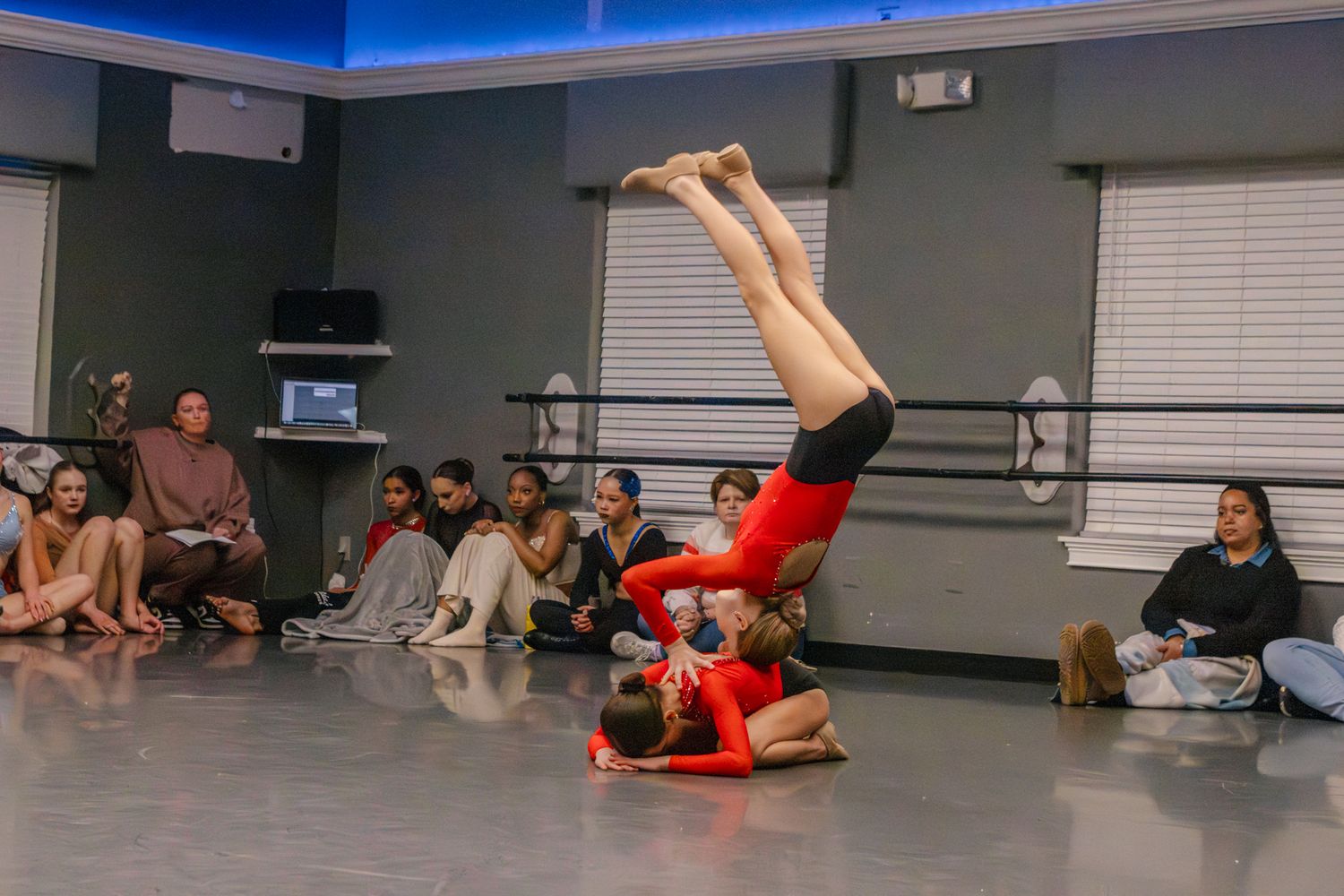 Image of Victoria's School of Dance dancers dancing at their dress rehearsal