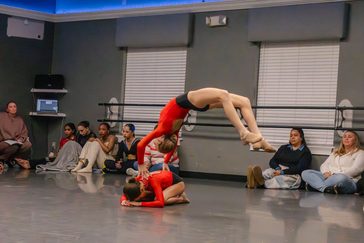 Image of Victoria's School of Dance dancers dancing at their dress rehearsal