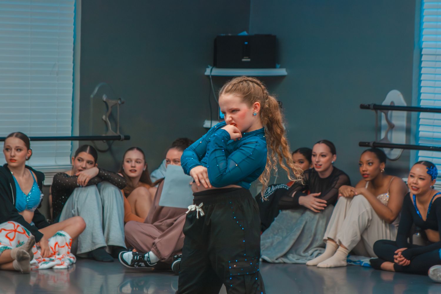 Image of Victoria's School of Dance dancers dancing at their dress rehearsal