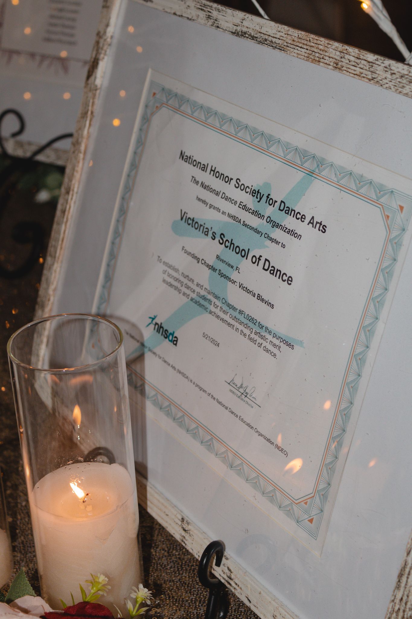 Image of Victoria's School of Dance dancers celebrating at their National Dance Honors Society induction ceremony