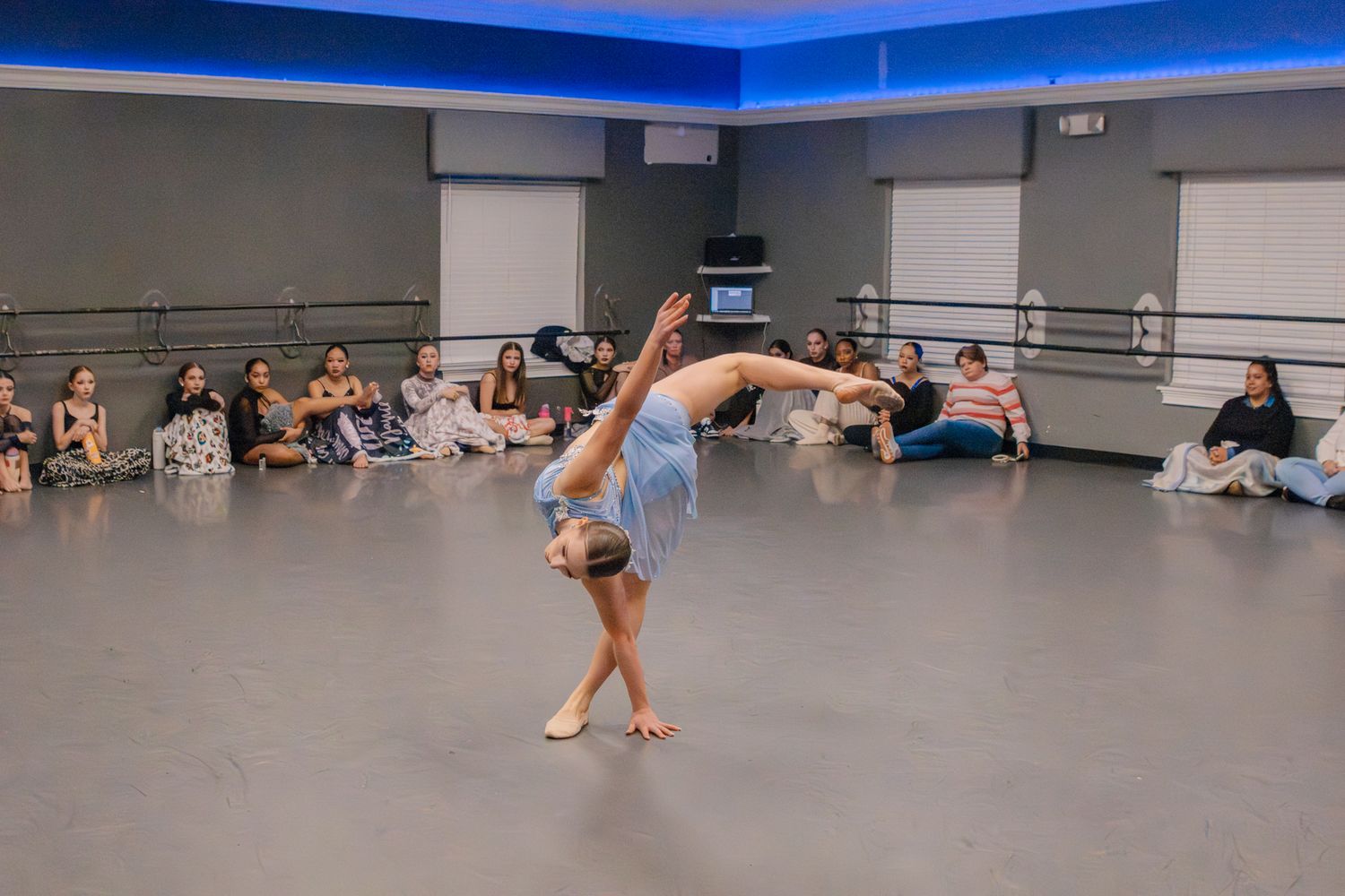Image of Victoria's School of Dance dancers dancing at their dress rehearsal