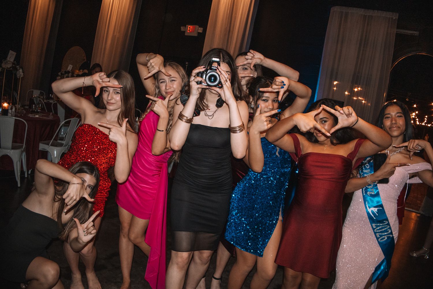 Image of Victoria's School of Dance dancers celebrating at their National Dance Honors Society induction ceremony