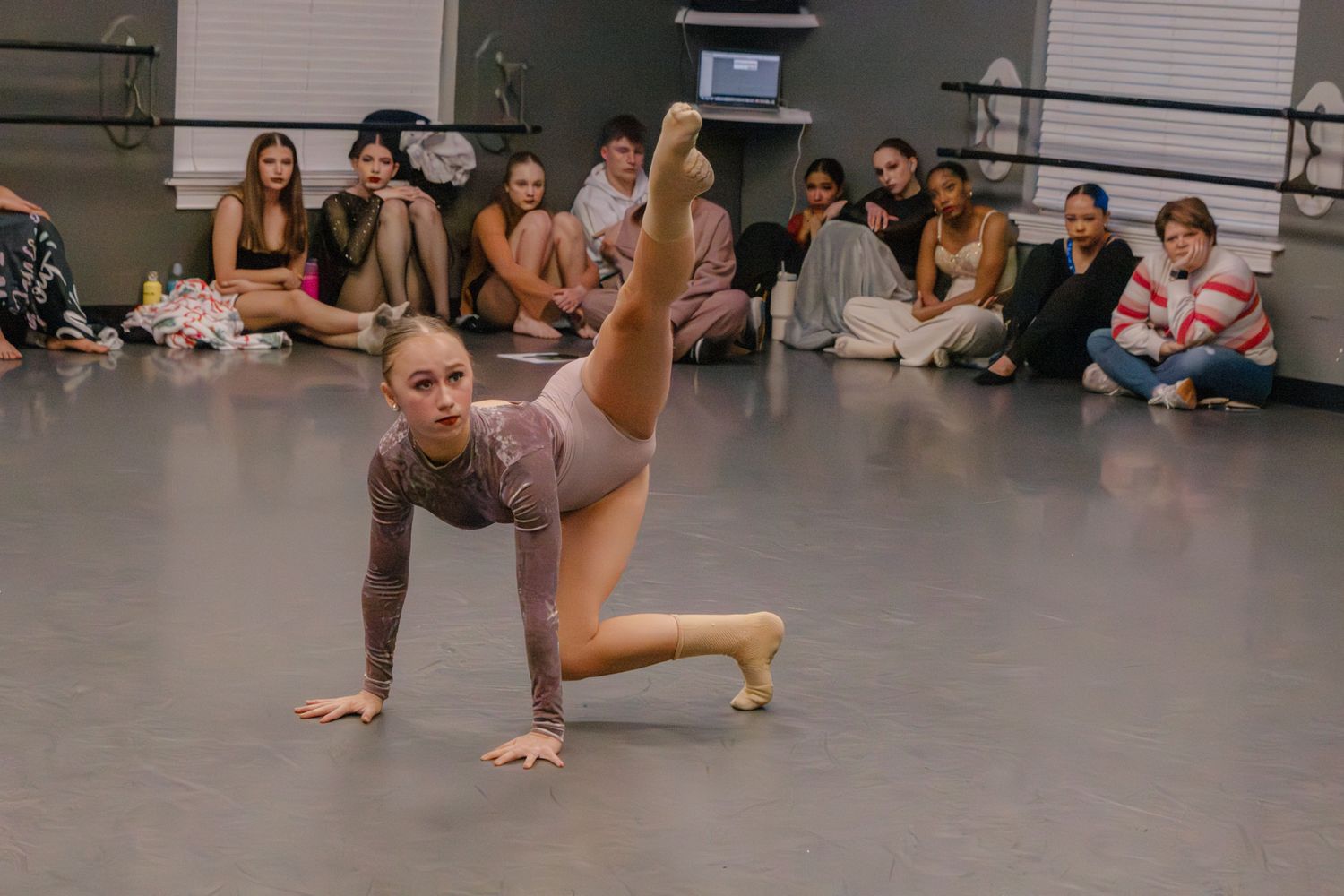 Image of Victoria's School of Dance dancers dancing at their dress rehearsal