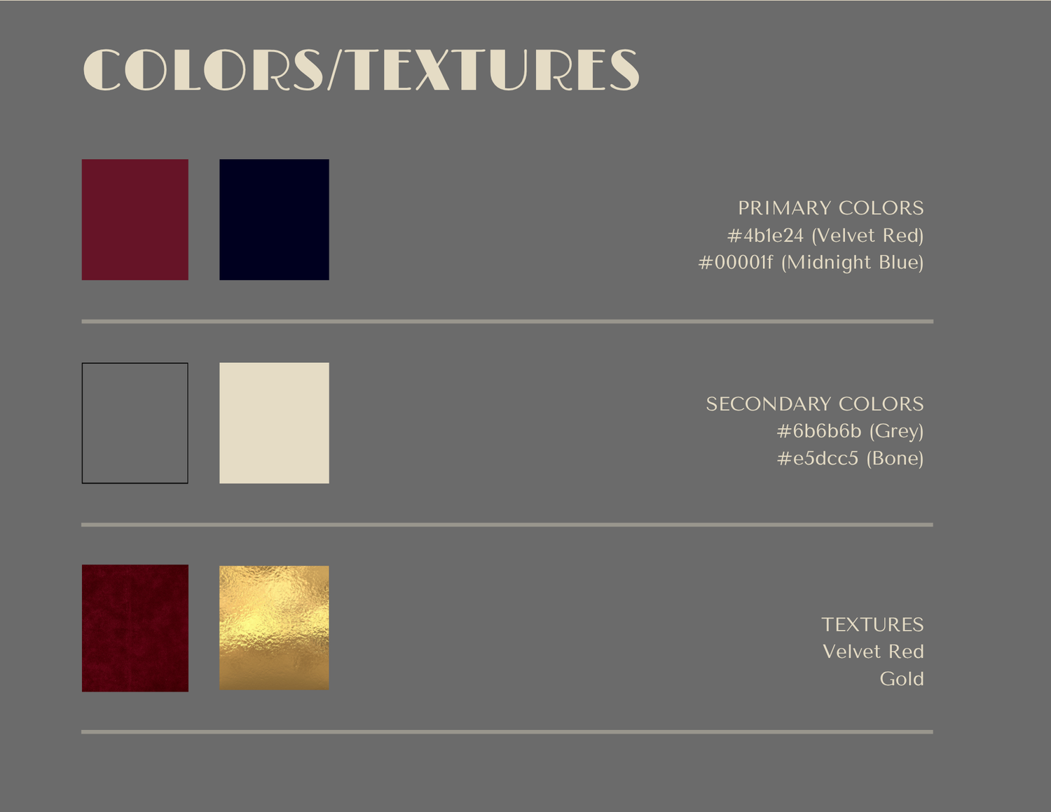 Brand Guidelines created for concept restaurant