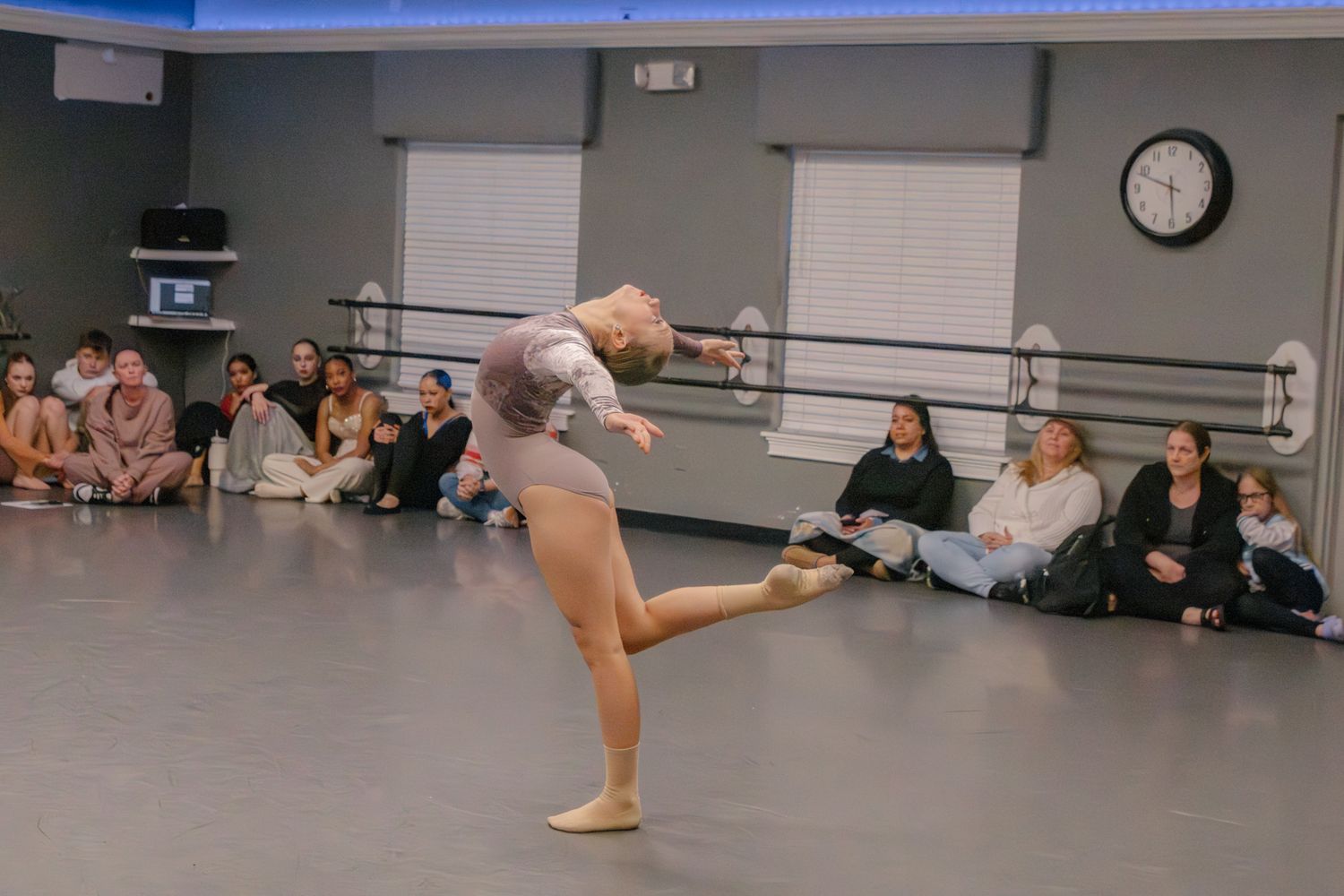 Image of Victoria's School of Dance dancers dancing at their dress rehearsal