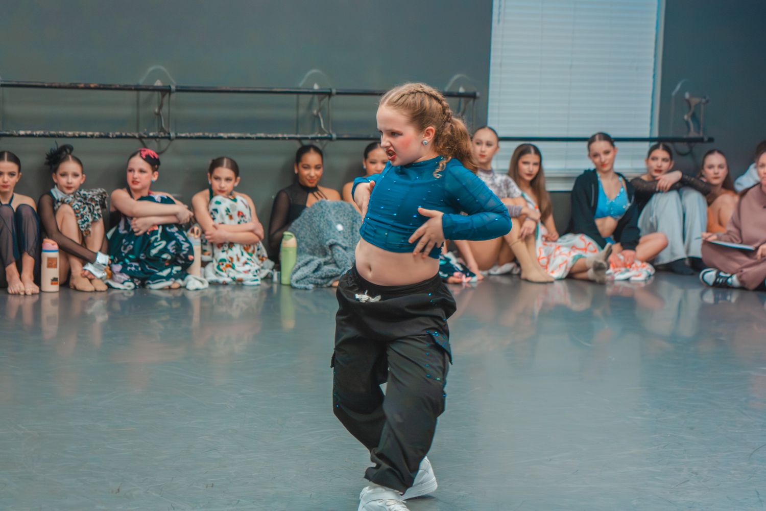 Image of Victoria's School of Dance dancers dancing at their dress rehearsal