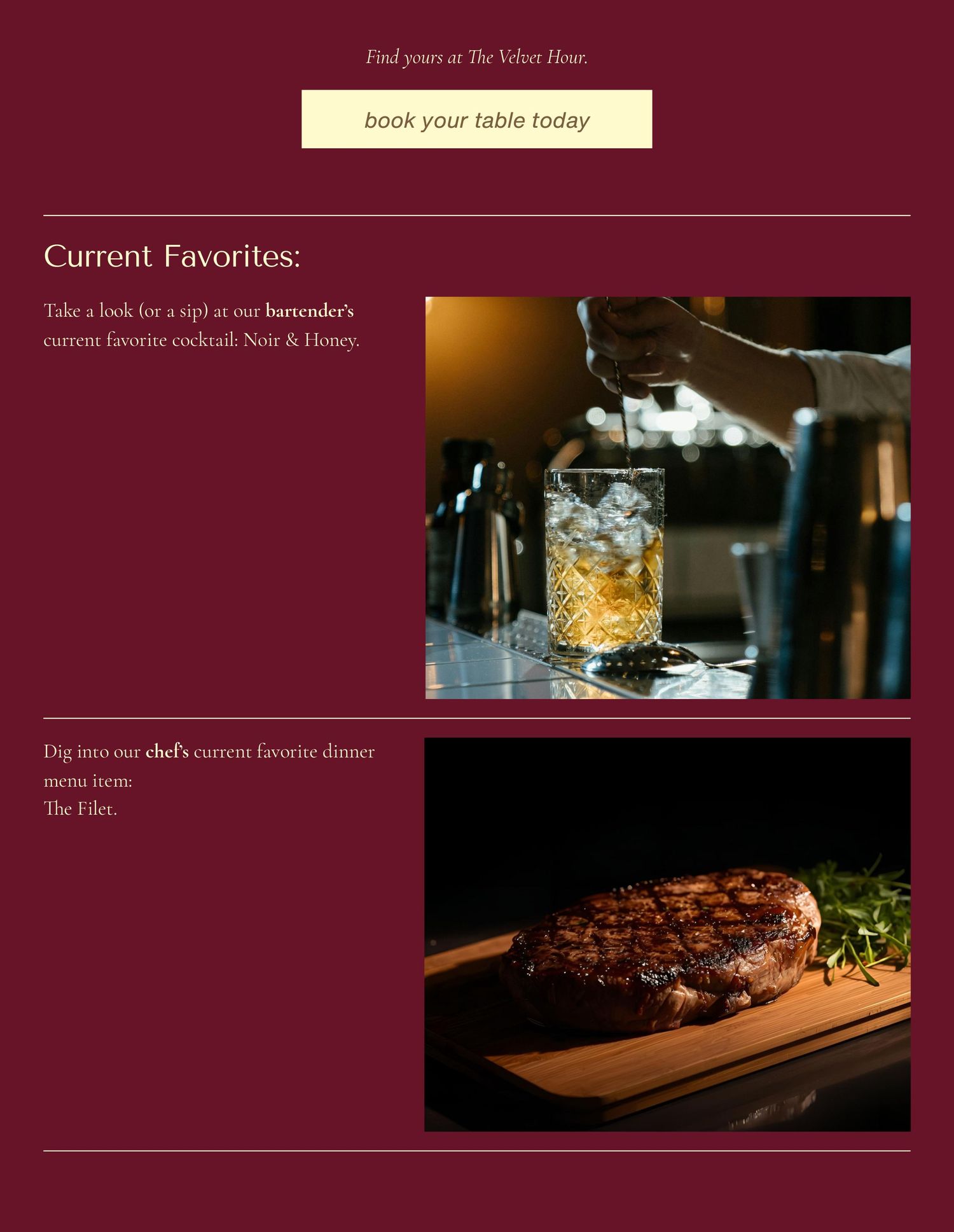 Email created for concept restaurant