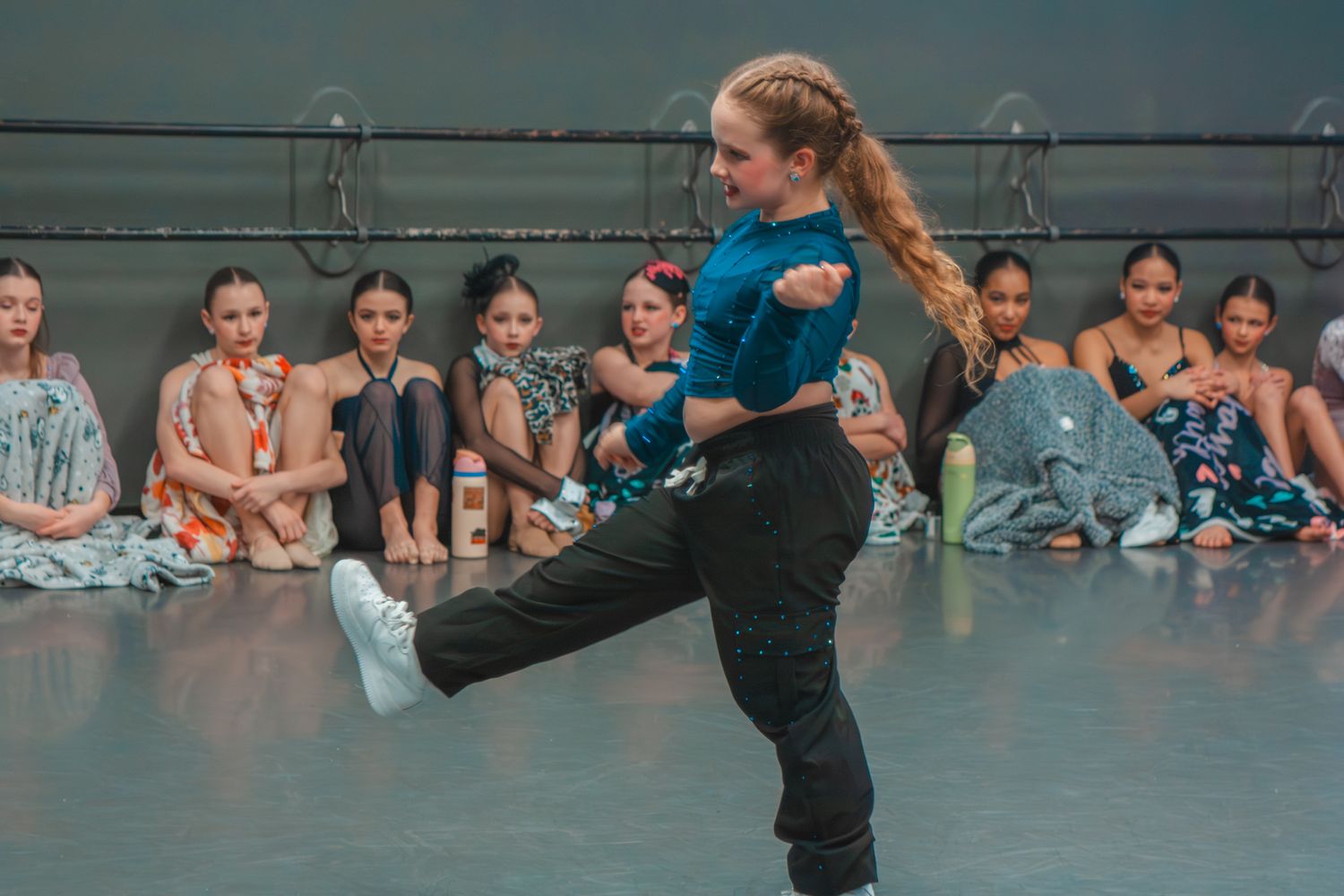 Image of Victoria's School of Dance dancers dancing at their dress rehearsal