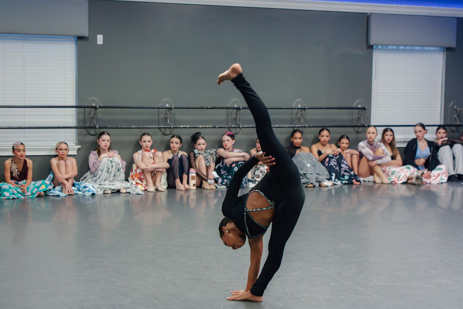 Image of Victoria's School of Dance dancers dancing at their dress rehearsal