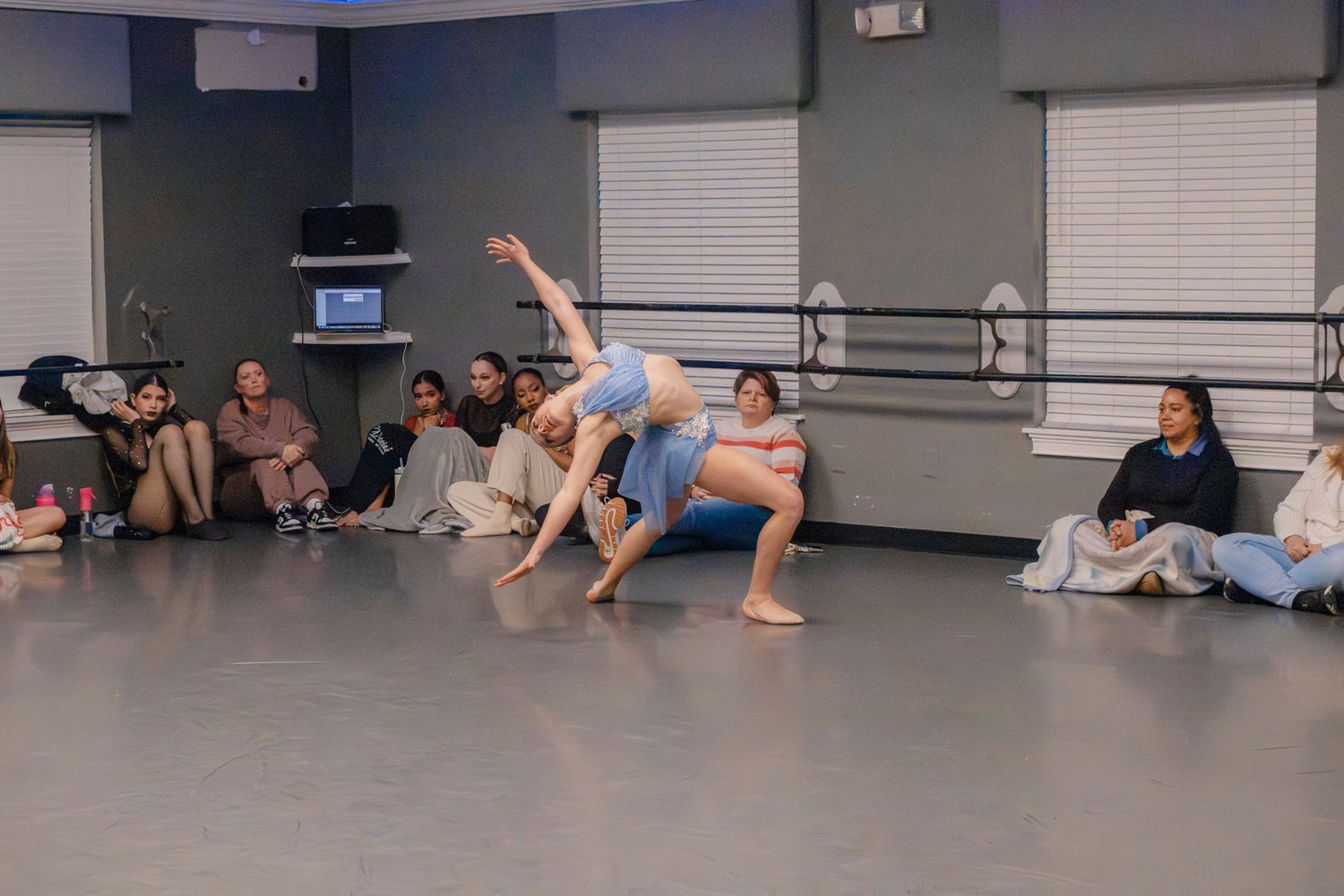 Image of Victoria's School of Dance dancers dancing at their dress rehearsal