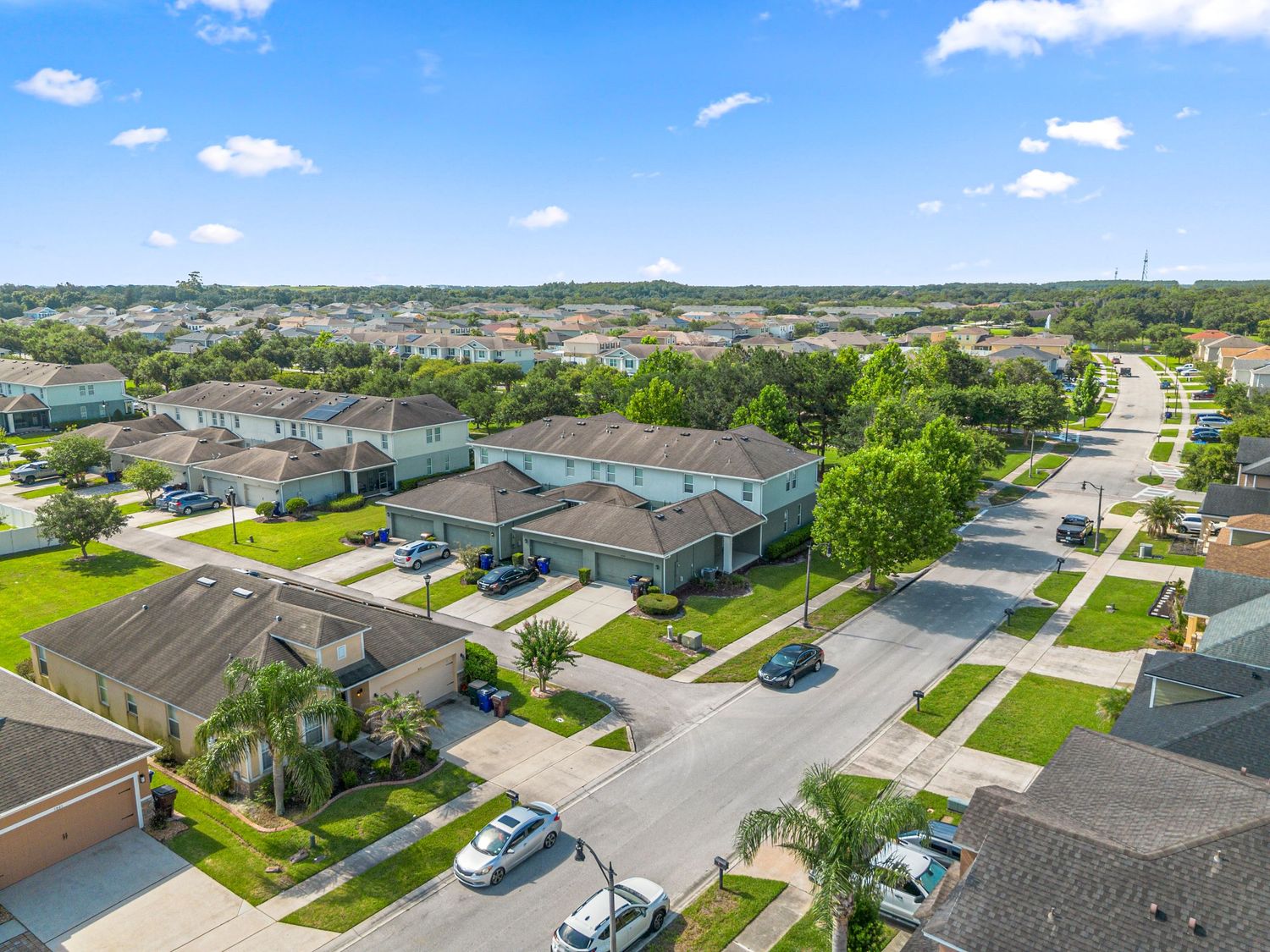 Aerial neighborhood view highlighting the property location, surrounding homes, and Central Florida community setting.