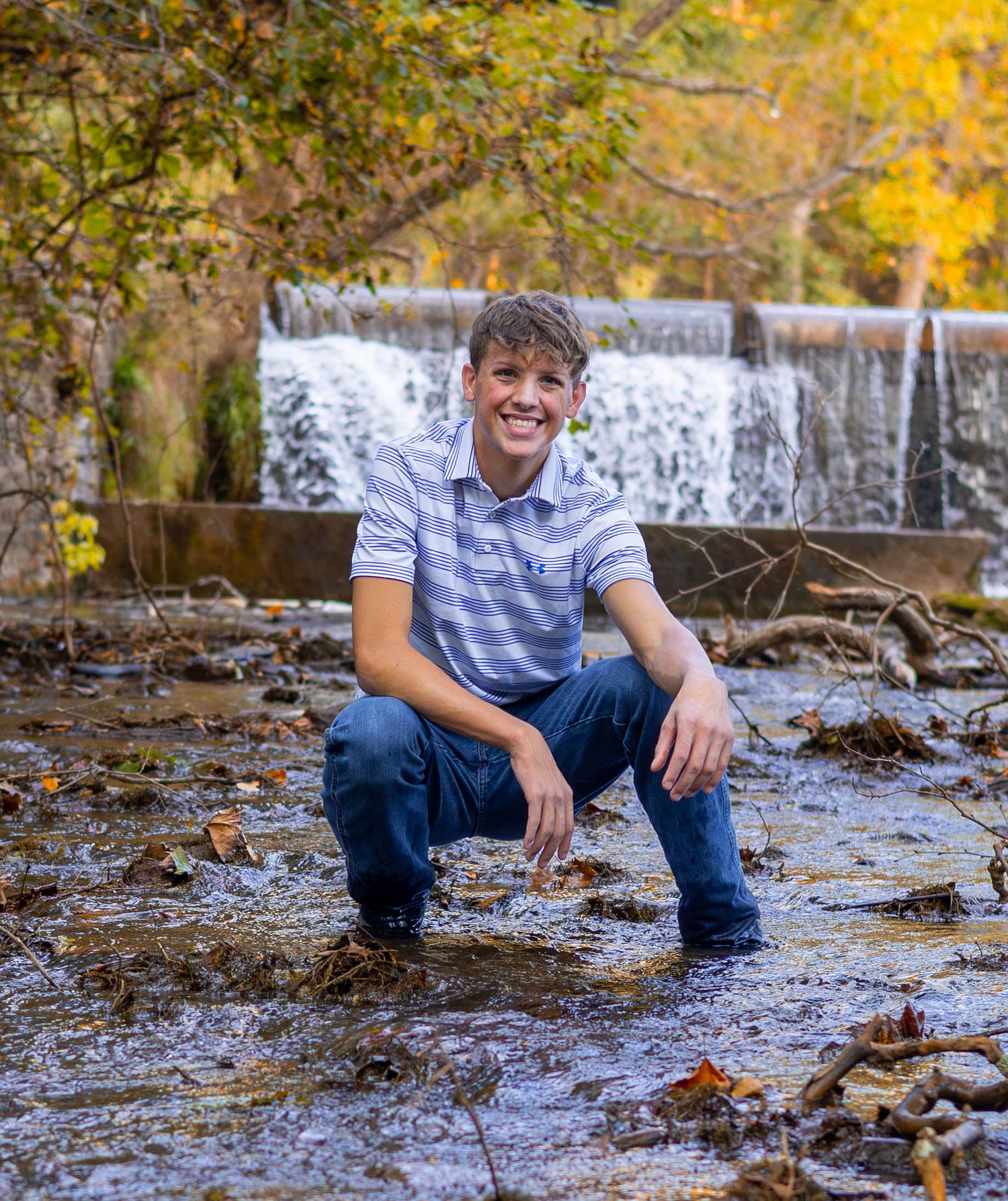 Creek Session with Refined by Fire Photography for a senior who loves the outdoors in Southwest MO