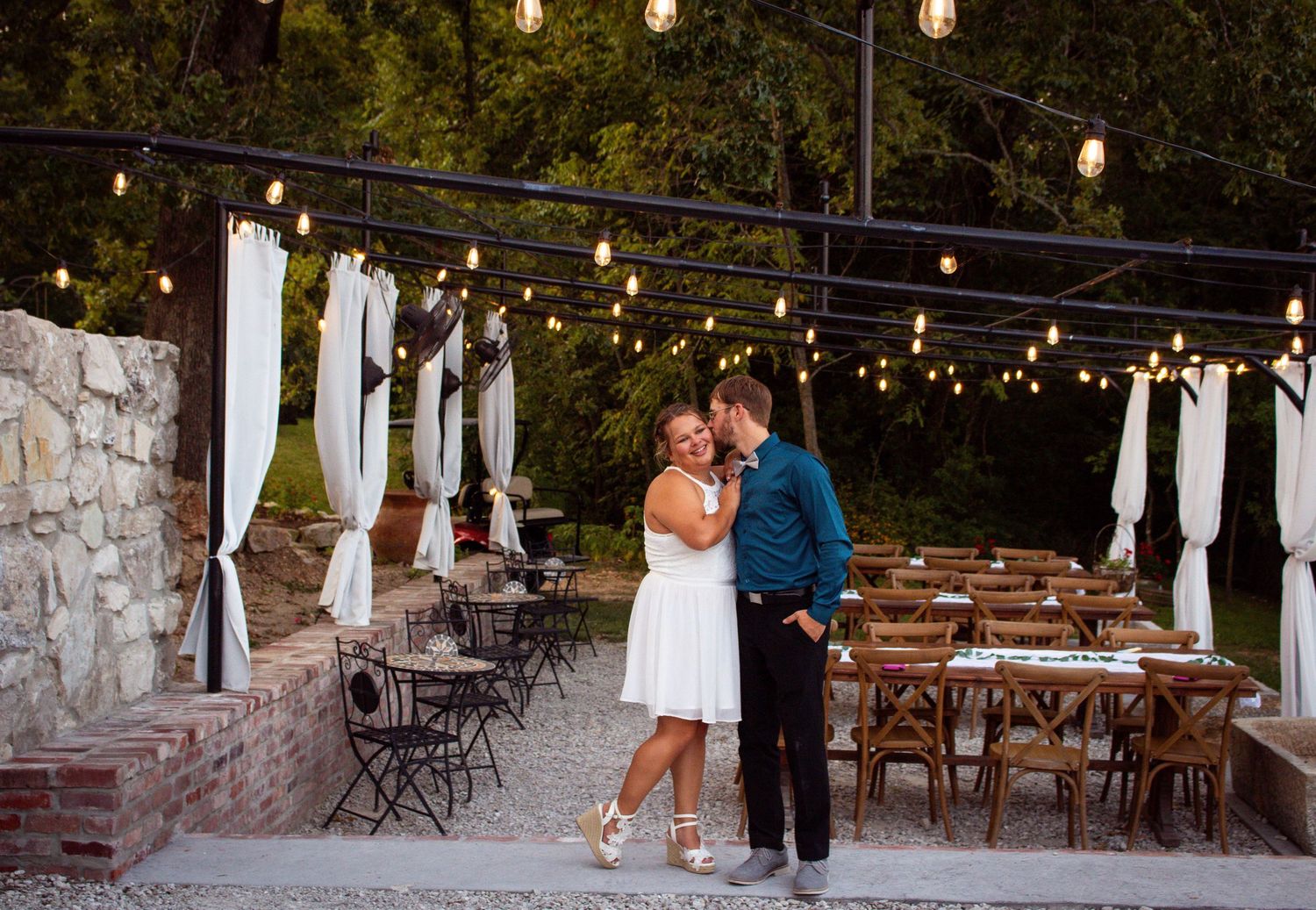 bride and groom at reception in Cassville MO