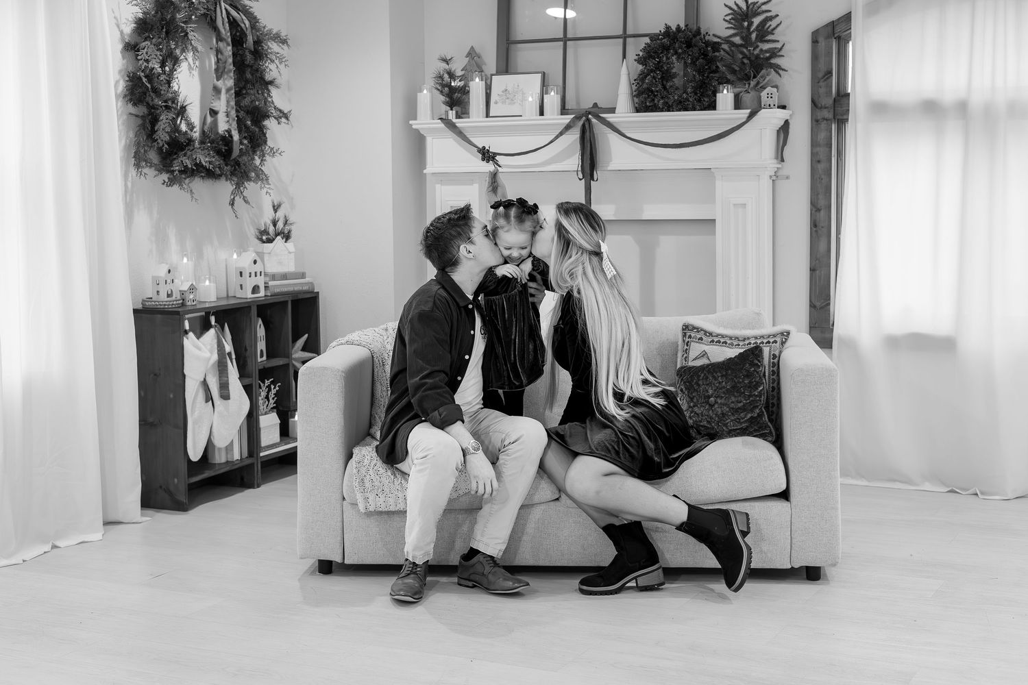 Family of 3 studio session for Christmas with Refined by Fire Photography located in Springfield mo